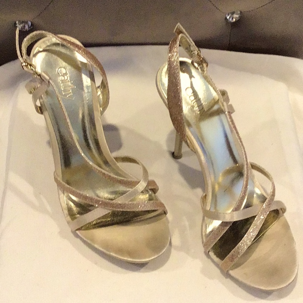 Cathy Jeans Gold Strap Dress Heels
